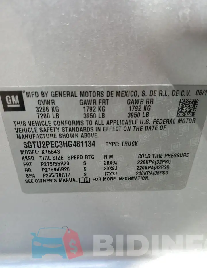 3GTU2PEC3HG481134 Photo# 12