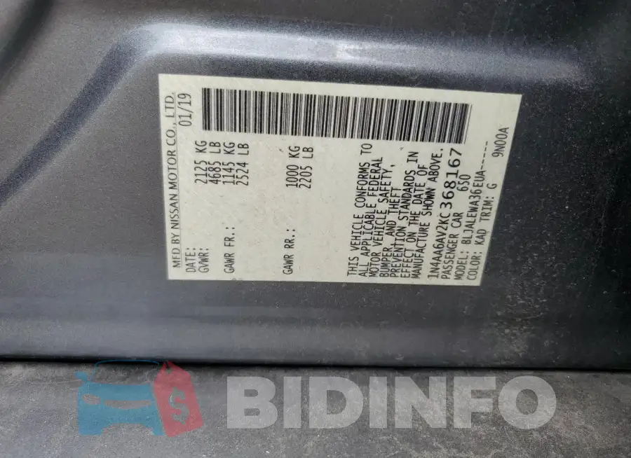 1N4AA6AV2KC368167 Photo# 12