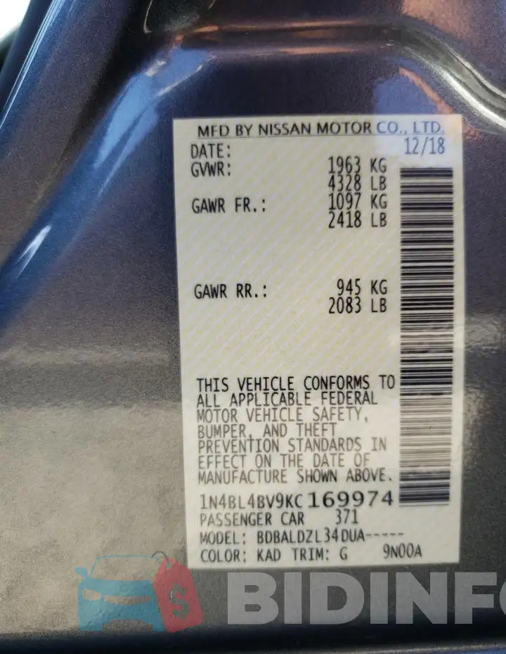 1N4BL4BV9KC169974 Photo# 12