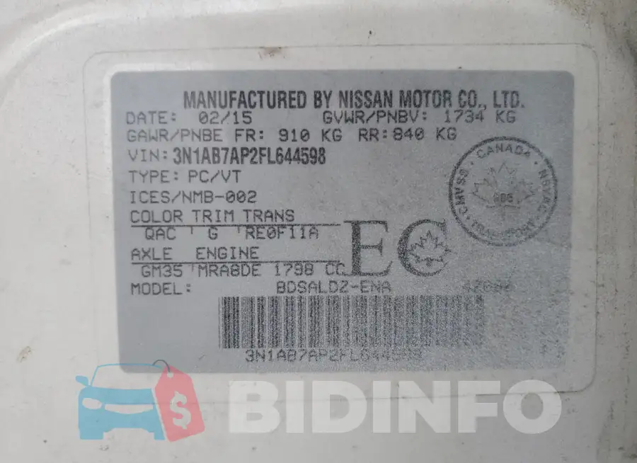 3N1AB7AP2FL644598 Photo# 13