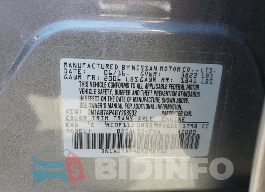 3N1AB7AP4GY298932 Photo# 12