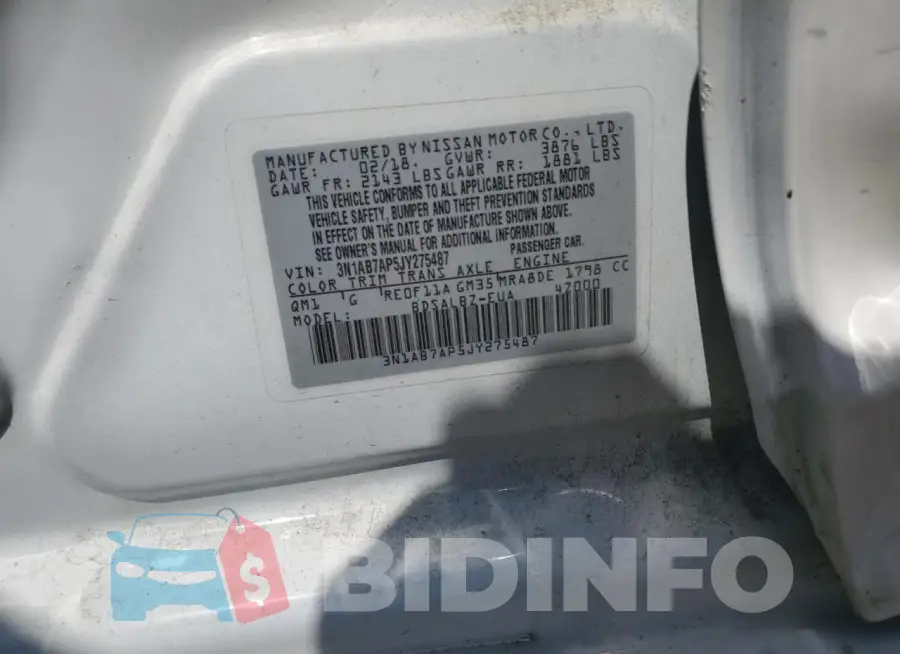3N1AB7AP5JY275487 Photo# 12