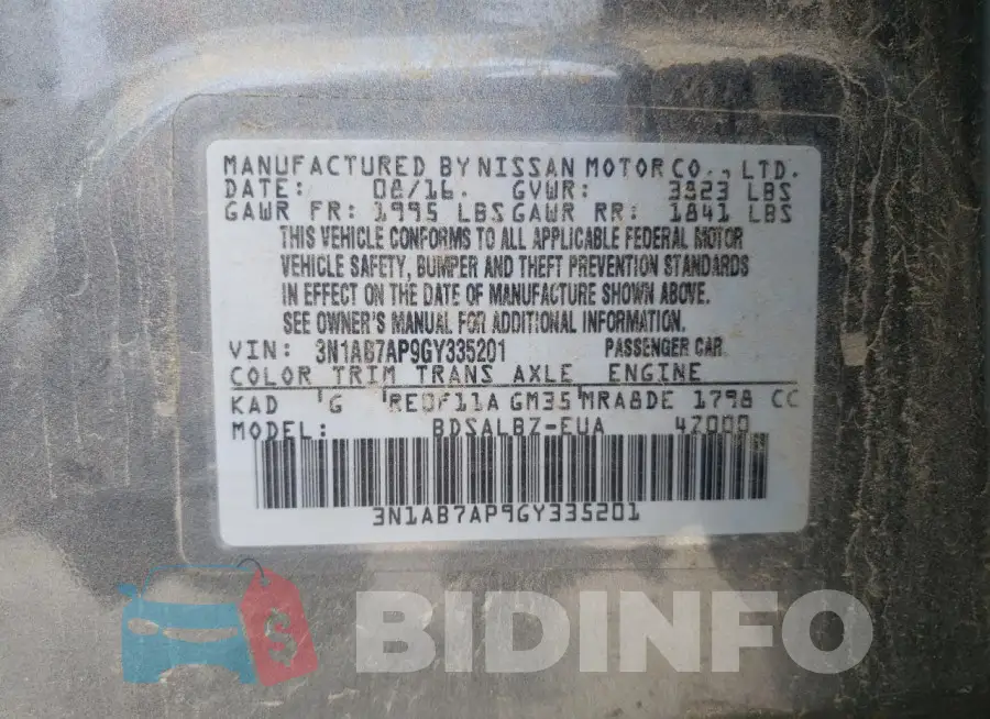 3N1AB7AP9GY335201 Photo# 12