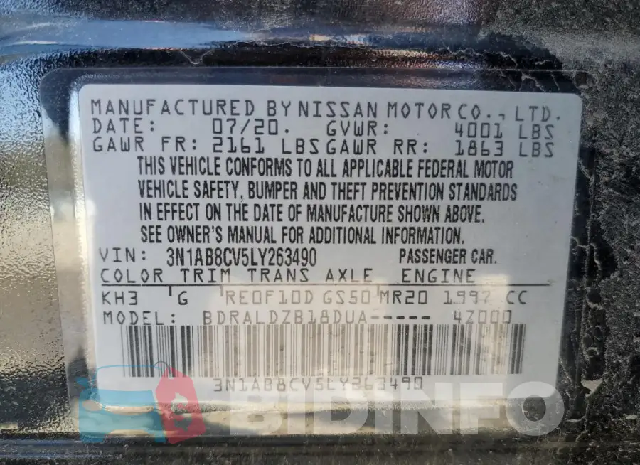 3N1AB8CV5LY263490 Photo# 13