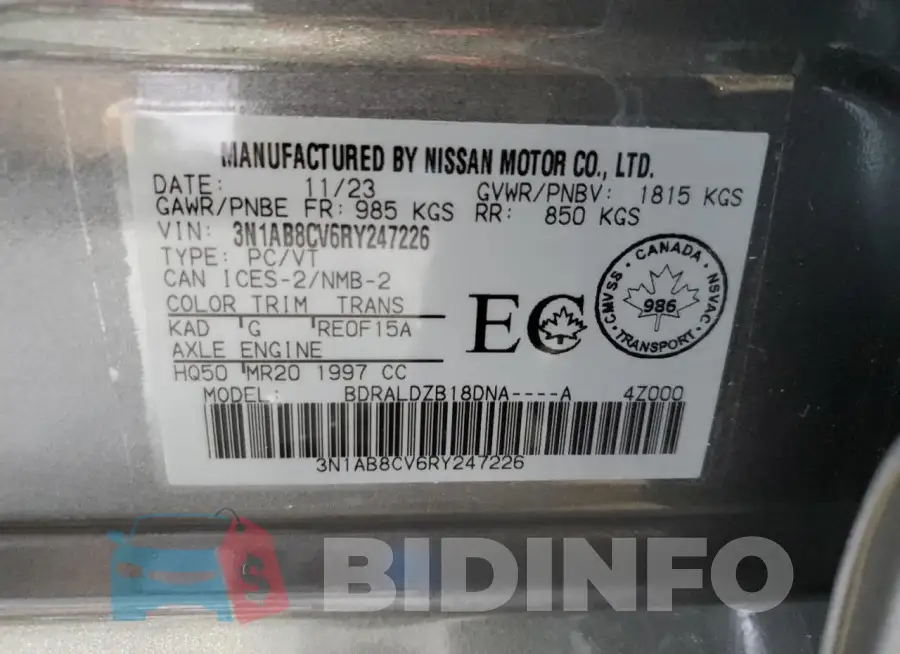 3N1AB8CV6RY247226 Photo# 13