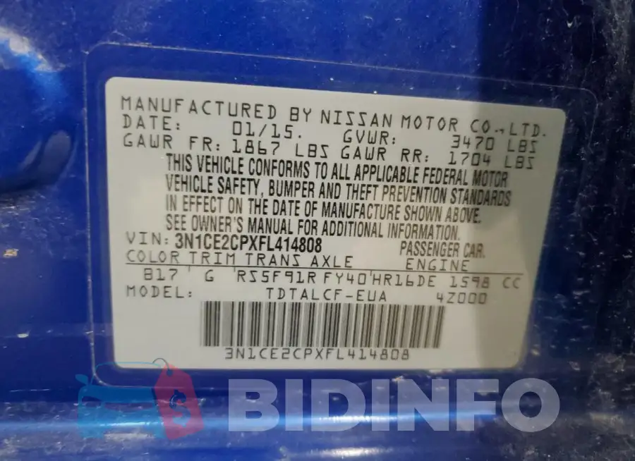 3N1CE2CPXFL414808 Photo# 12
