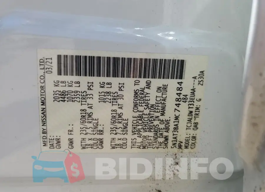 5N1AT3BA1MC748484 Photo# 13