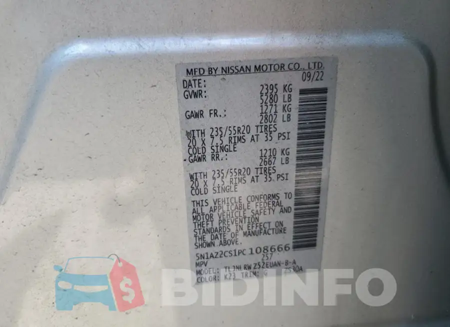 5N1AZ2CS1PC108666 Photo# 12