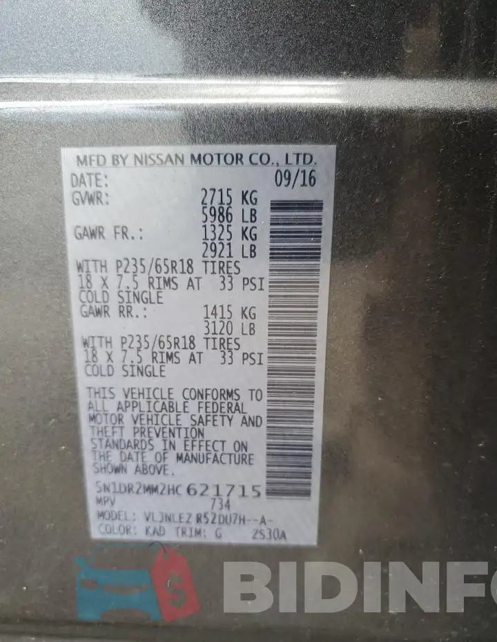 5N1DR2MM2HC621715 Photo# 13