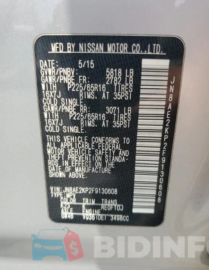 JN8AE2KP2F9130608 Photo# 13