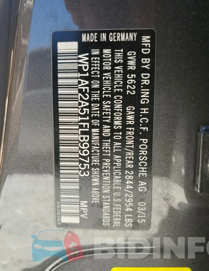 WP1AF2A51FLB99753 Photo# 13