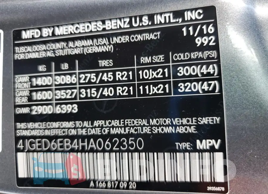 4JGED6EB4HA062350 Photo# 13