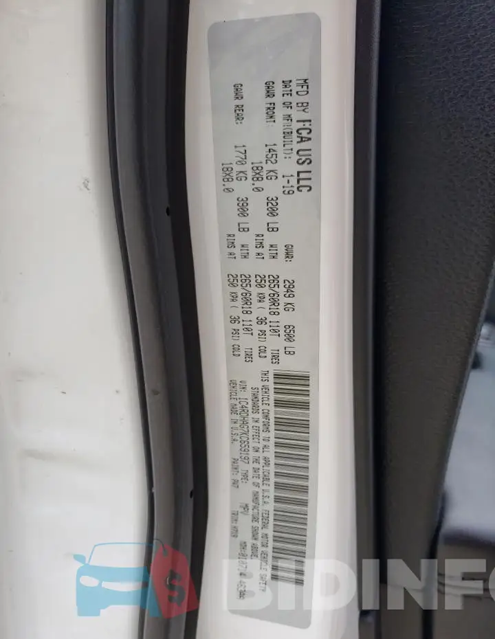 1C4RDHAG7KC659197 Photo# 13