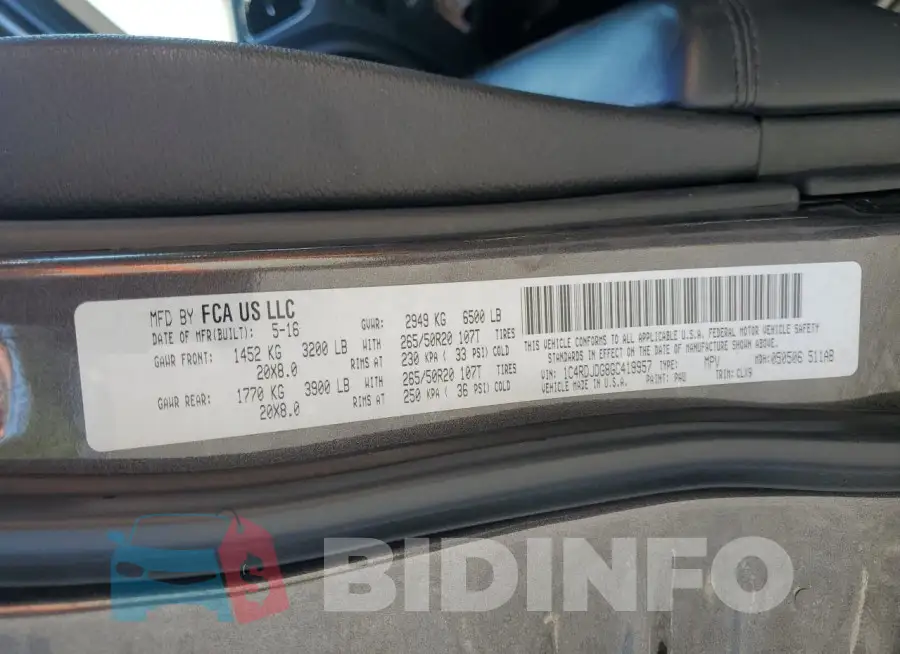 1C4RDJDG8GC419957 Photo# 13