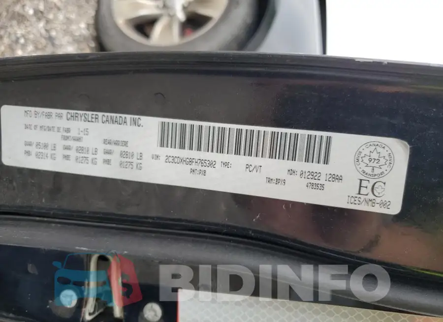 2C3CDXHG8FH765302 Photo# 13