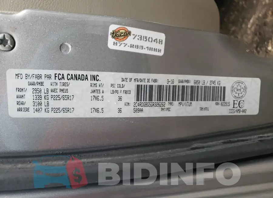 2C4RDGBG5GR326262 Photo# 13