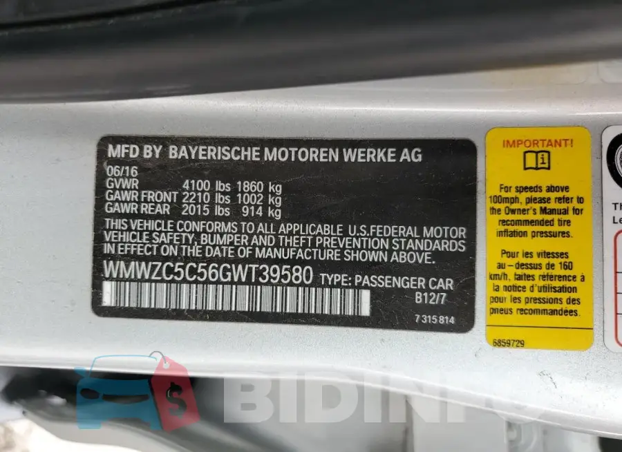 WMWZC5C56GWT39580 Photo# 13