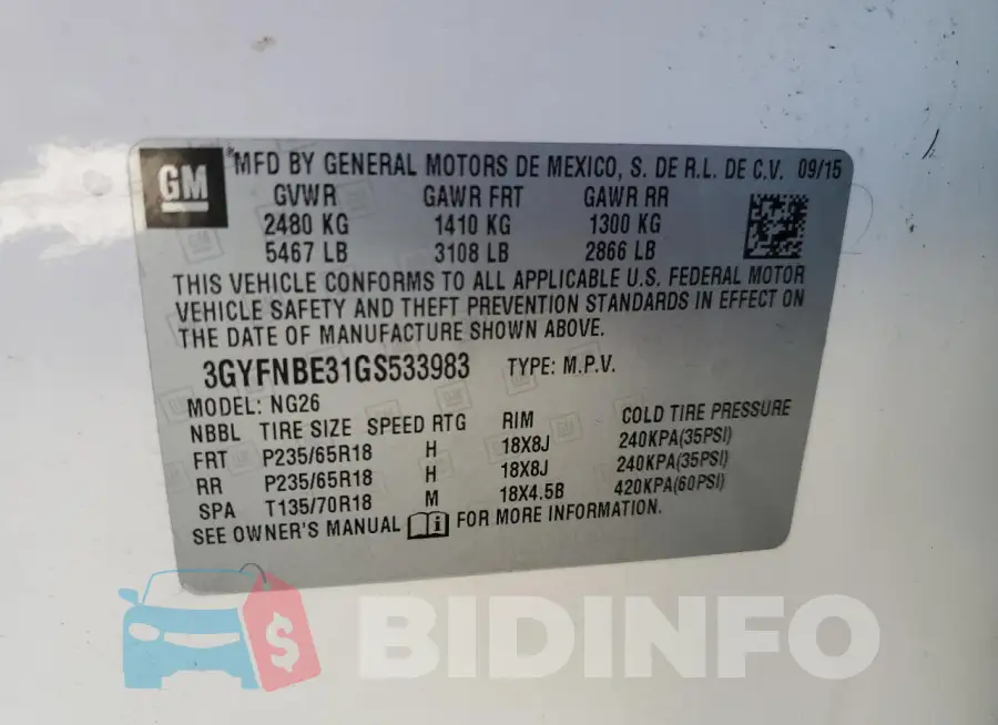 3GYFNBE31GS533983 Photo# 14