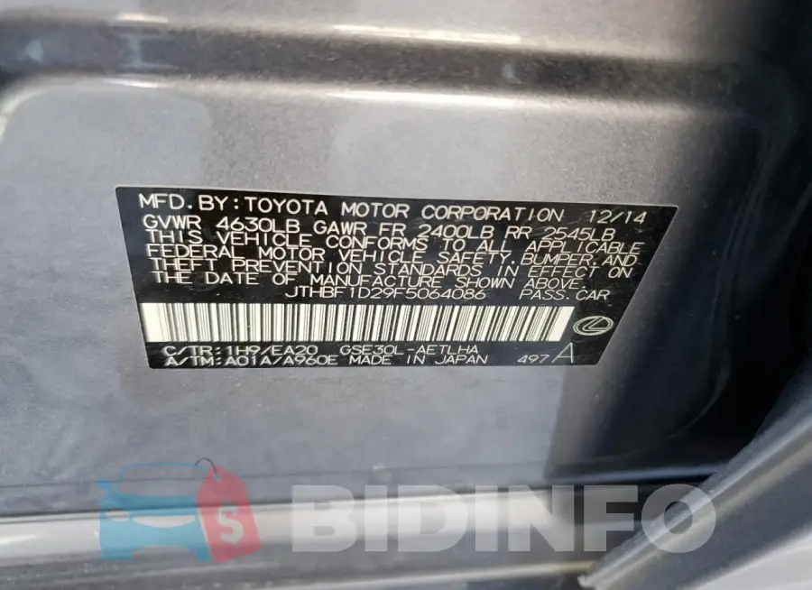 JTHBF1D29F5064086 Photo# 12