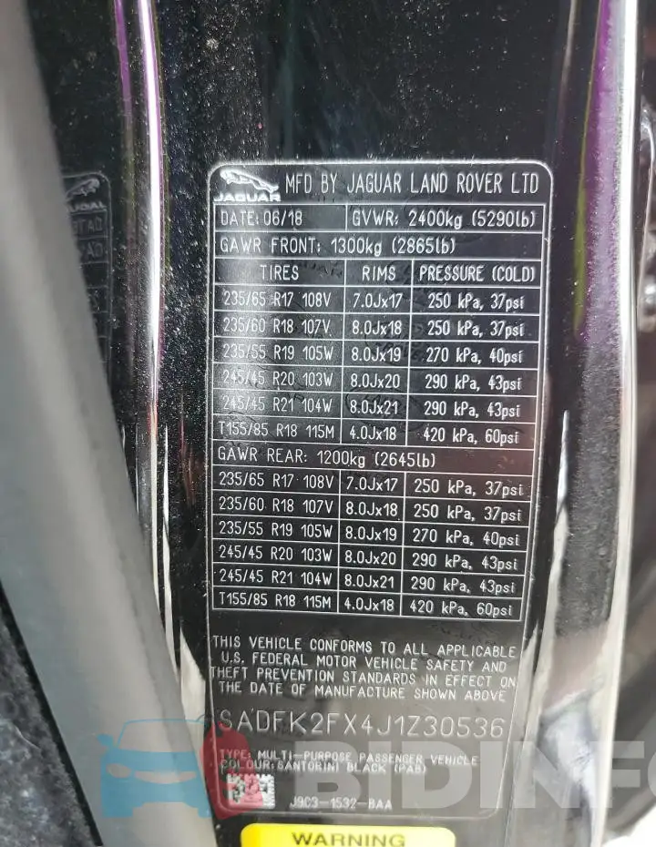 SADFK2FX4J1Z30536 Photo# 13