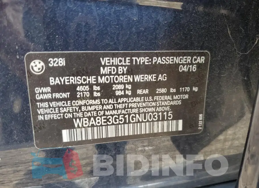 WBA8E3G51GNU03115 Photo# 13