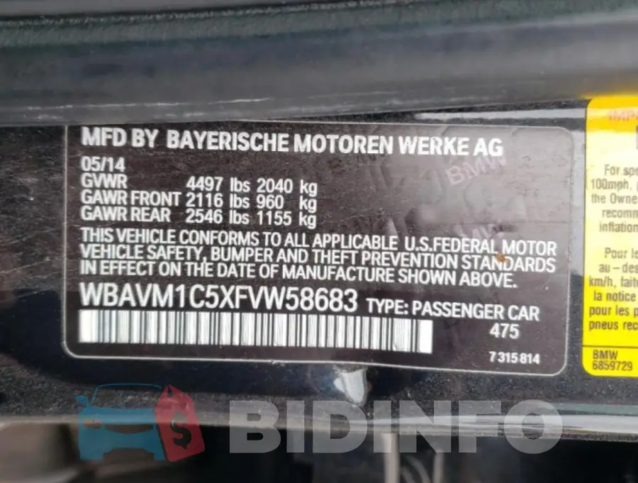 WBAVM1C5XFVW58683 Photo# 12