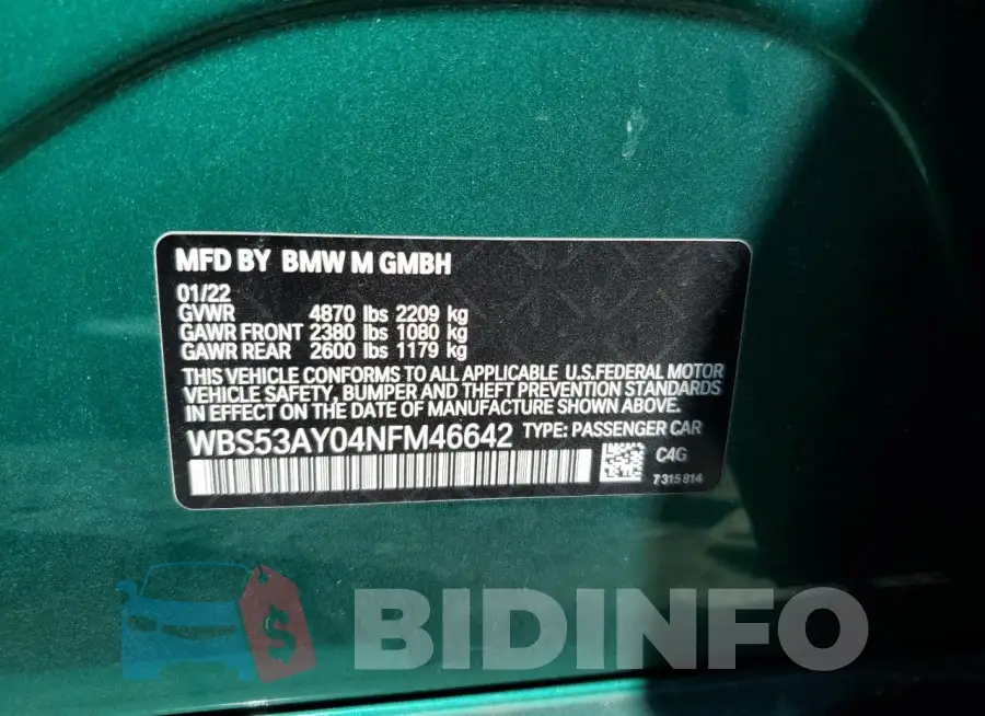 WBS53AY04NFM46642 Photo# 12