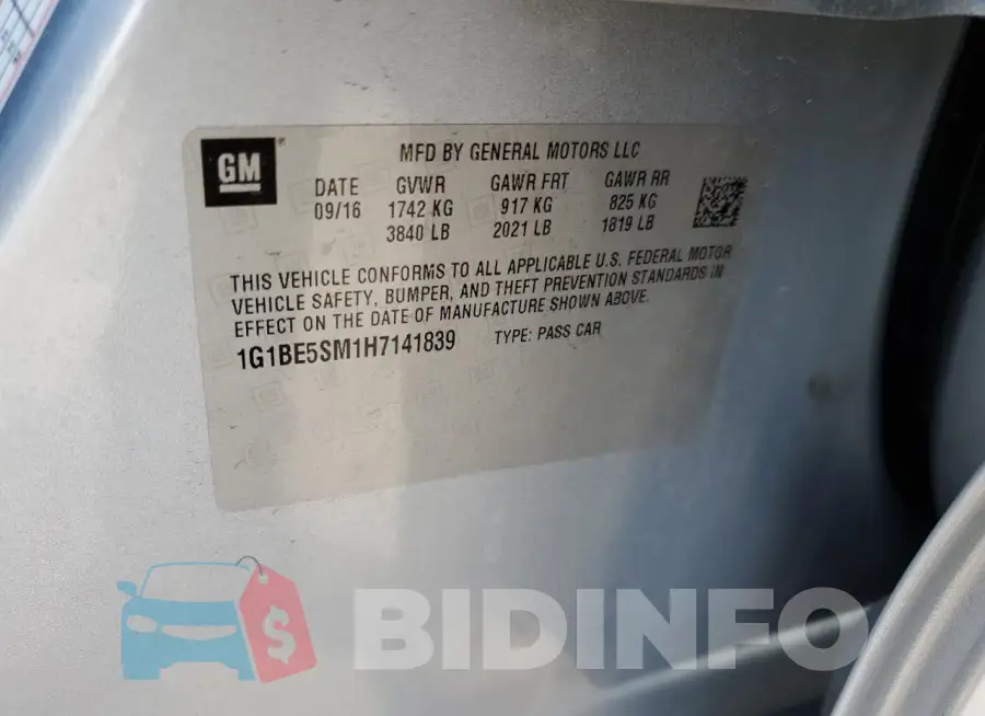 1G1BE5SM1H7141839 Photo# 12
