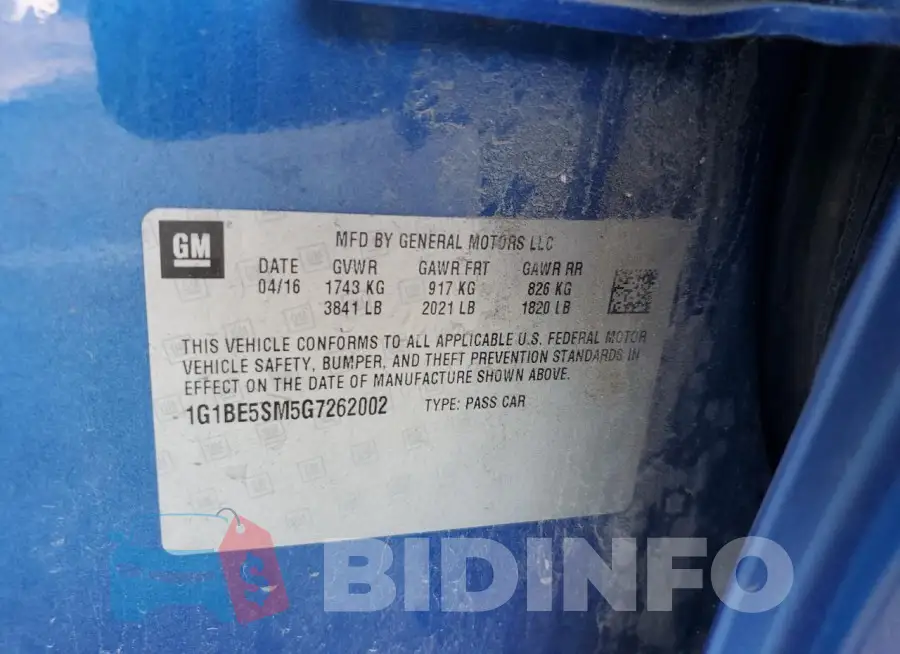 1G1BE5SM5G7262002 Photo# 12