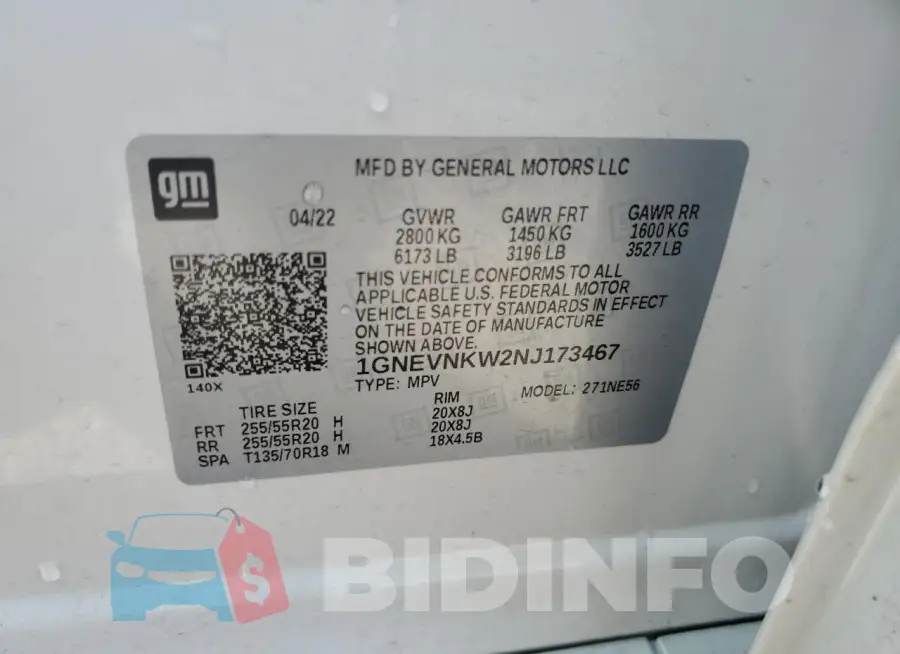 1GNEVNKW2NJ173467 Photo# 13