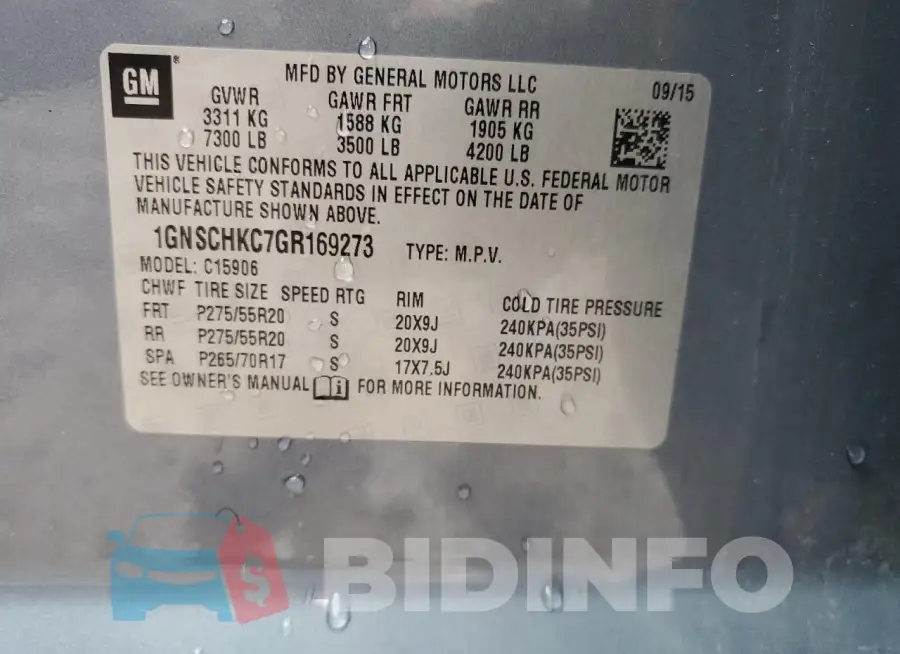 1GNSCHKC7GR169273 Photo# 13