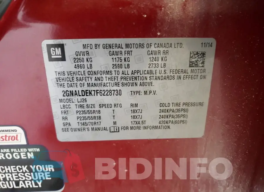 2GNALDEK7F6228730 Photo# 13