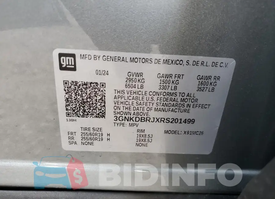 3GNKDBRJXRS201499 Photo# 14