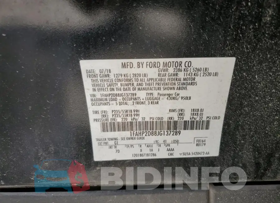 1FAHP2D88JG137289 Photo# 12