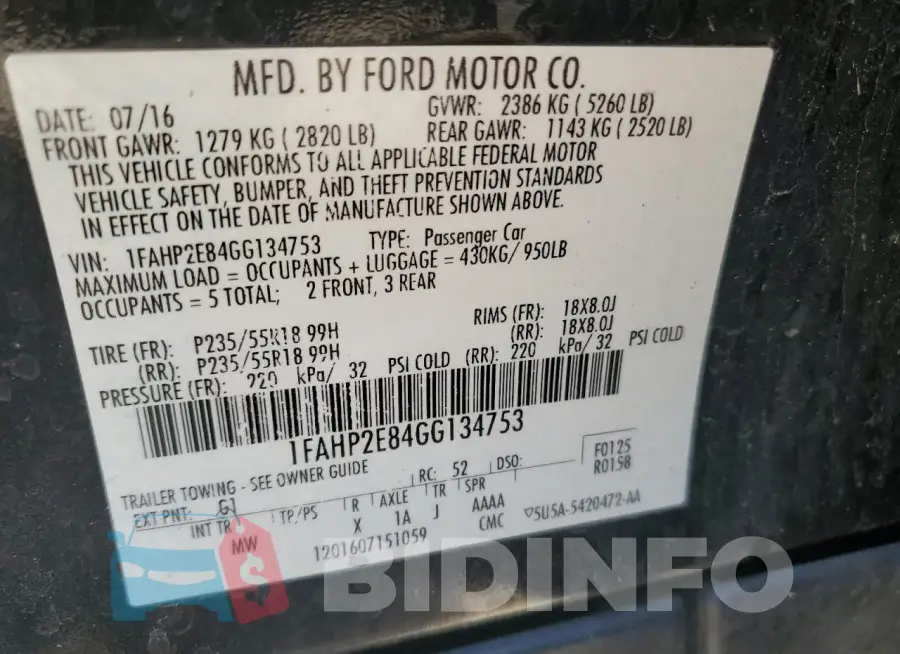 1FAHP2E84GG134753 Photo# 12