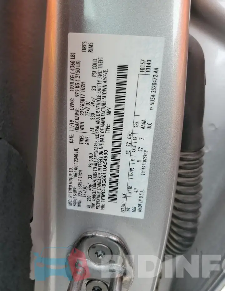 1FMCU0G66LUA54990 Photo# 13