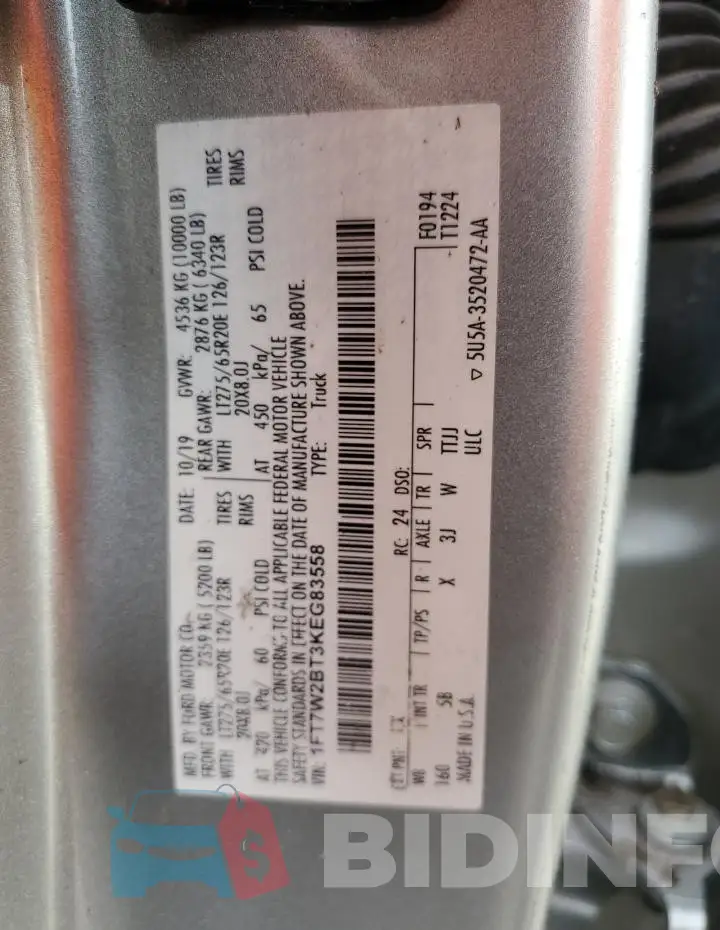 1FT7W2BT3KEG83558 Photo# 12