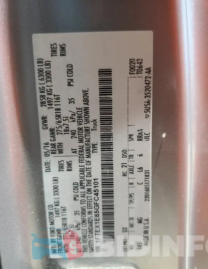 1FTEX1E85GFC45101 Photo# 12