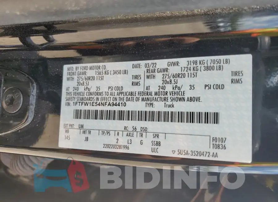 1FTFW1E54NFA94410 Photo# 12