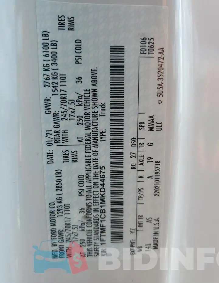 1FTMF1CB1MKD44675 Photo# 12
