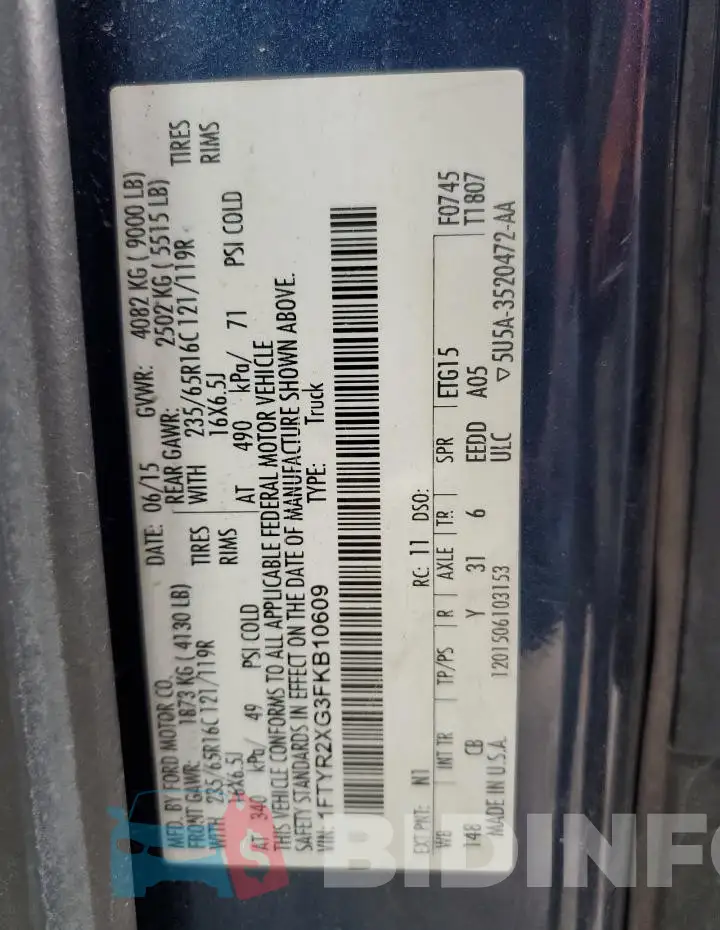 1FTYR2XG3FKB10609 Photo# 13