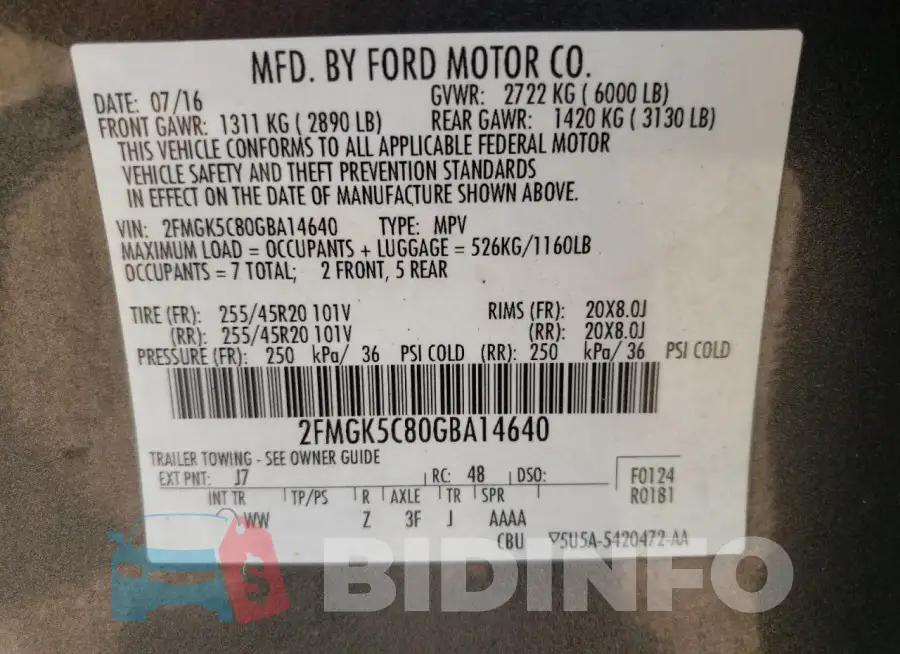 2FMGK5C80GBA14640 Photo# 14