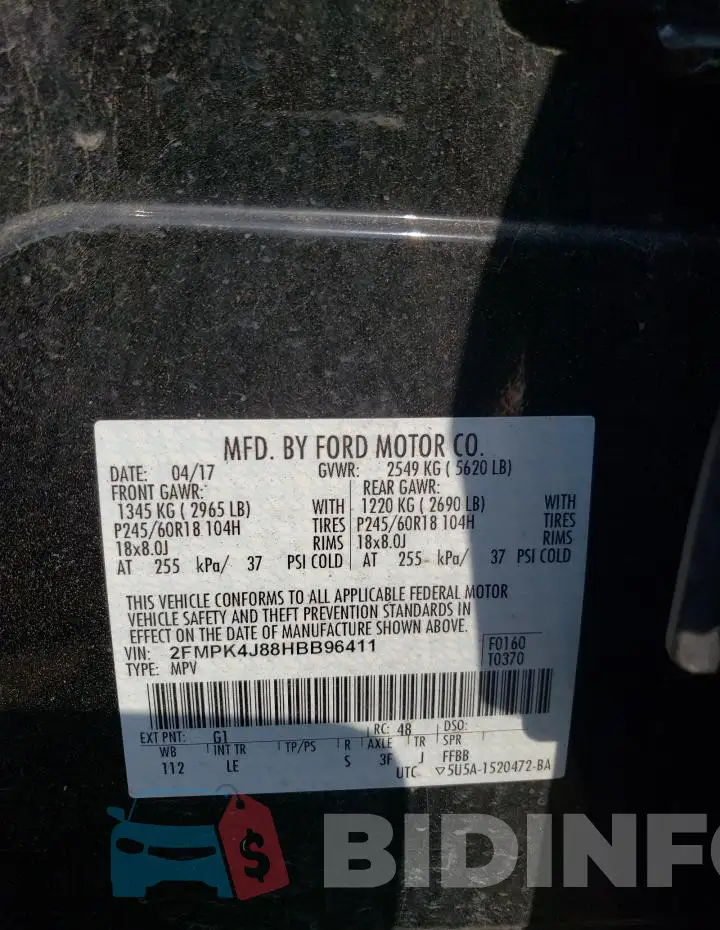 2FMPK4J88HBB96411 Photo# 13