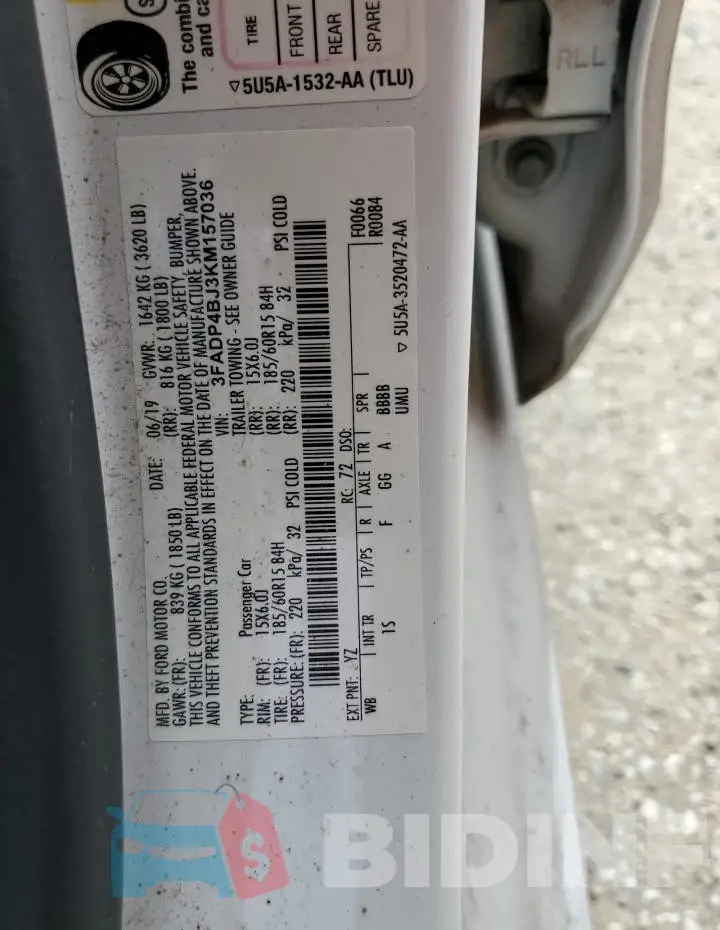 3FADP4BJ3KM157036 Photo# 12