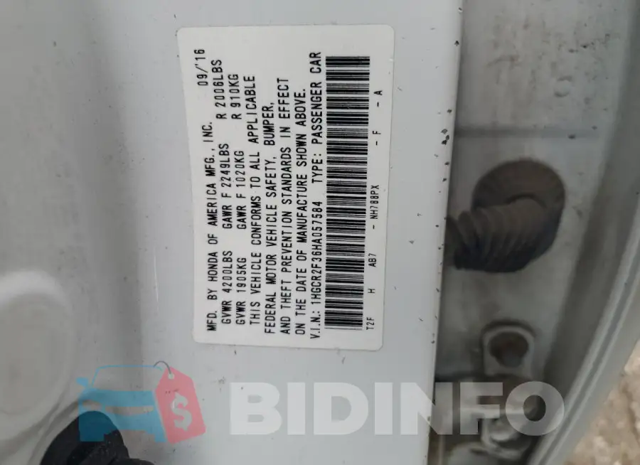 1HGCR2F36HA057584 Photo# 12