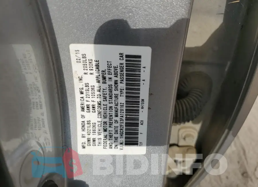 1HGCR2F53FA129162 Photo# 12