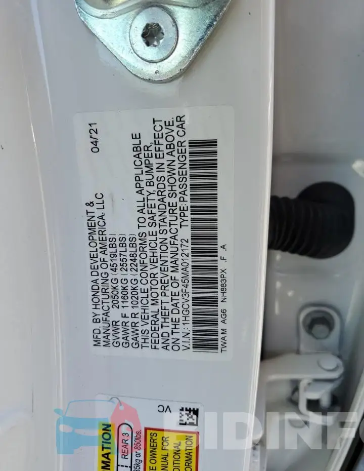 1HGCV3F45MA012172 Photo# 12