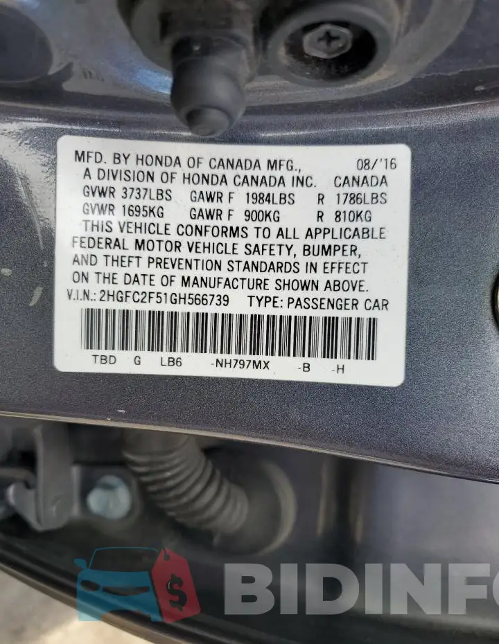 2HGFC2F51GH566739 Photo# 12