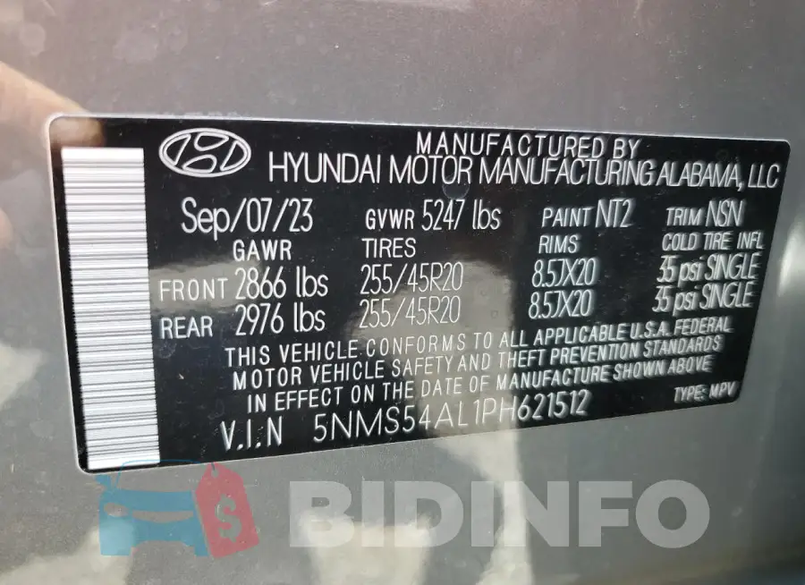 5NMS54AL1PH621512 Photo# 13