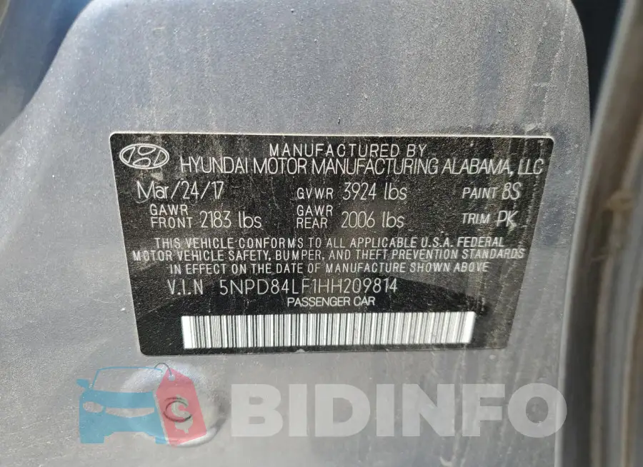 5NPD84LF1HH209814 Photo# 12